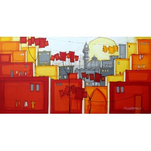 Salman Farooqi, 24 x 48 Inch, Acrylic on Canvas, Cityscape Painting-AC-SF-167